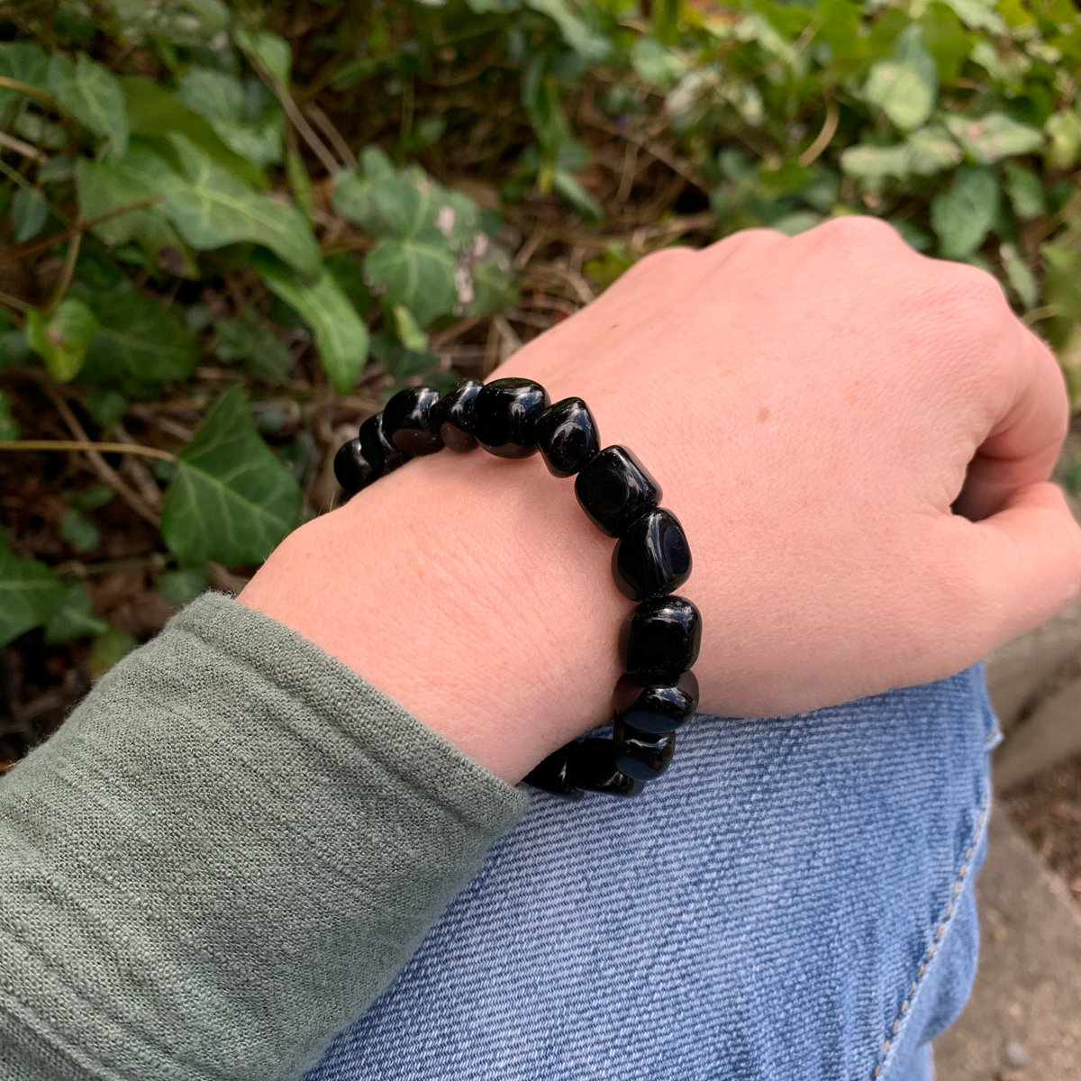 Black obsidian chunky bracelet 12mm
